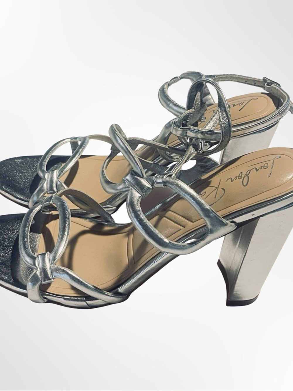 Metallic Silver Strappy High Heel Sandals by London Rag in size 8 - Picture 4 of 8